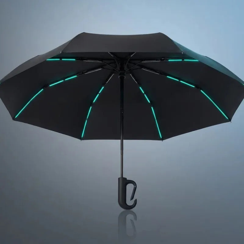 Umbremo umbrella fully open, showing the eight-rib frame